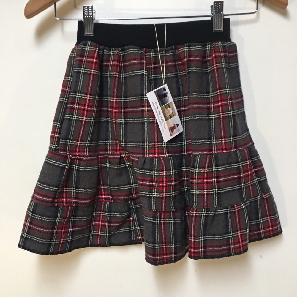 Skirt Flannel Girls 4/5 Midi Multicolored Plaid Ruffle Tiered Mom and Pop's Kids